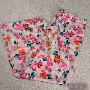 J. Crew Pajama Pants Women's Size M Floral Silky Stretchy Waist Wide Leg